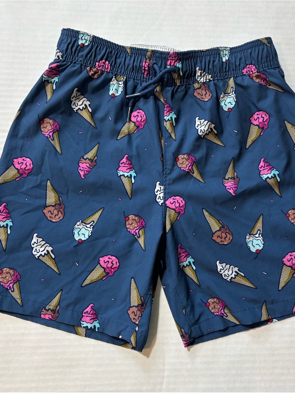 abercrombie kids Navy Ice Cream Cone boys Swim Trunks 11/12 lined adjustable
